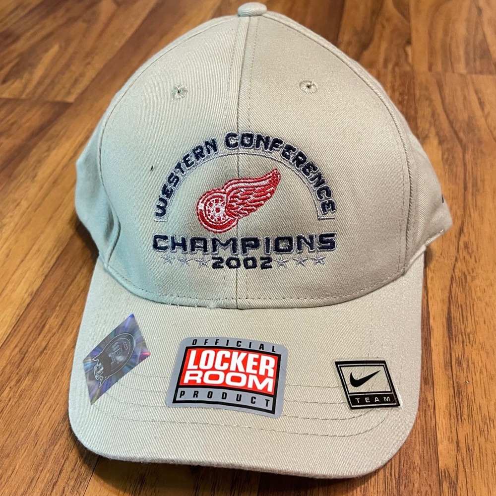 Nike Detroit Red Wings 2002 Western Conference Champions Hat Khaki Tan OSFA NWT